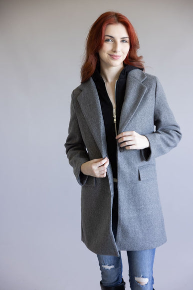 Love Tree Hoodie Long Coat for Women in Grey