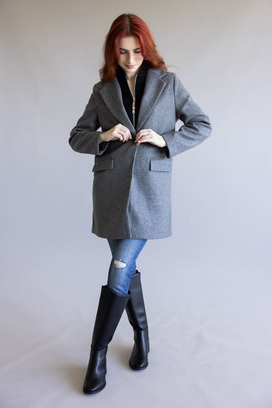 Love Tree Hoodie Long Coat for Women in Grey