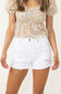 Eunina Lulu High Rise Fray Denim Shorts for Women in White