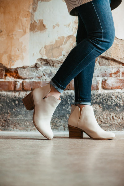 City Classified Inbound Split Booties for Women in Pale Sand