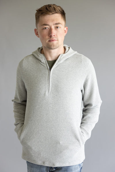 North River Texture Popcorn Knit Quarter Zip for Men in Grey