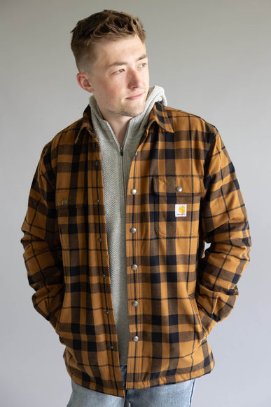Carhartt Flannel Sherpa Lined Shirt Jacket for Men in Brown
