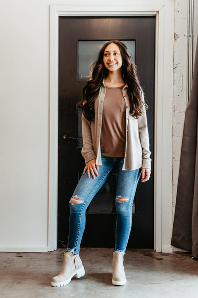 Thread & Supply Lewis Button Up Shirt for Women in Taupe