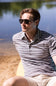 Weatherproof Vintage Terry Striped Polo for Men in Maritime Blue