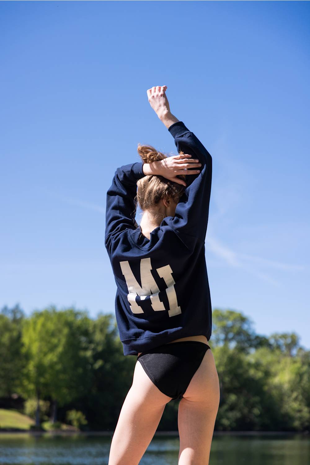1897 Active Michigan Embroidered Mock Neck Sweatshirt for Women in