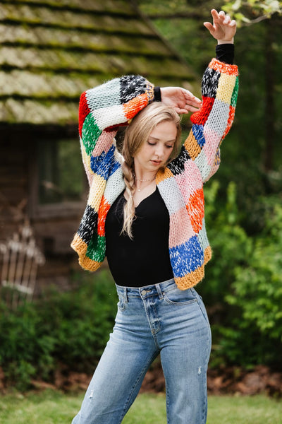 Checkered Cardigan for Women in Multi