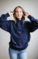 1897 Active All Over Cherry Embroidered Hoodie for Women in Navy