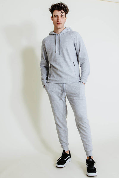 1897 Active Diamond Weave Hoodie for Men in Heather Grey