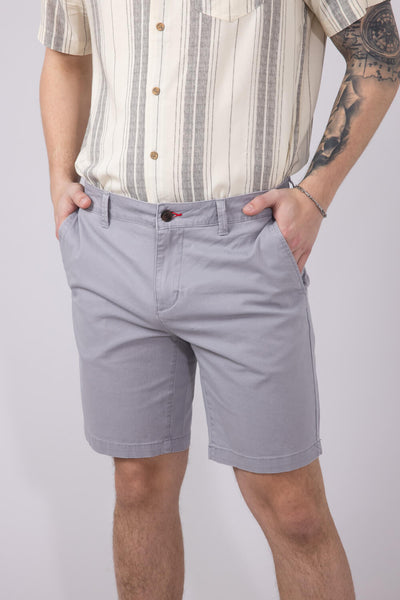 1897 Legends 9” Heavy Washed Twill Flat Front Shorts for Men in Light Grey