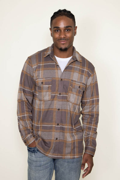 Stretch Brush Flannel for Men in Brown
