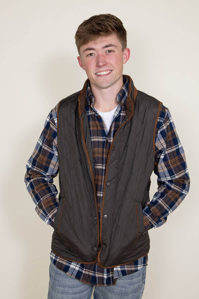 Quilted Field Vest for Men in Dark Taupe