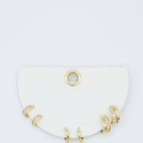 3 Pack Hoop and Clover Shape Gold Earrings