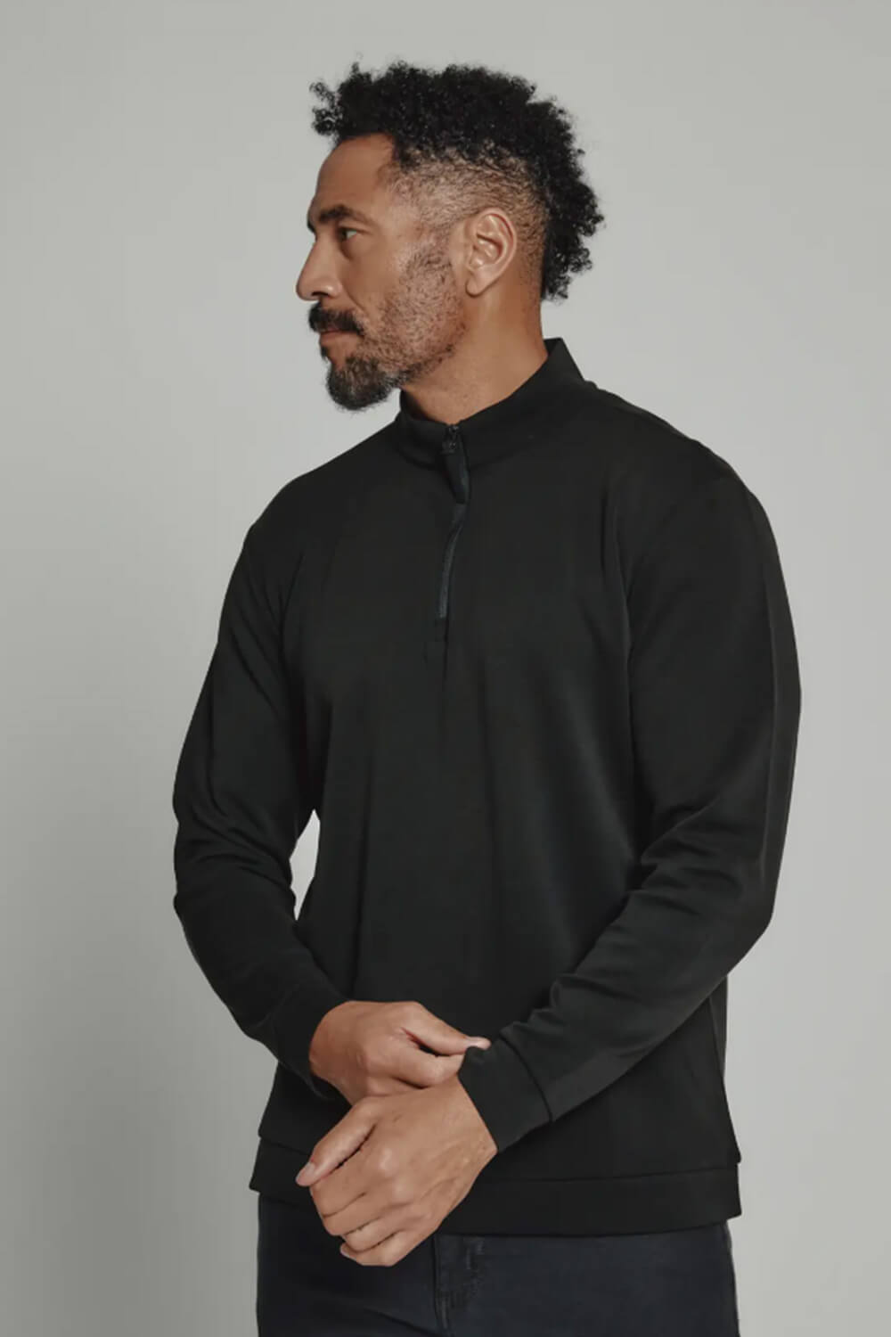 7Diamonds REV Quarter Zip Pullover for Men in Black | SPV-1032
