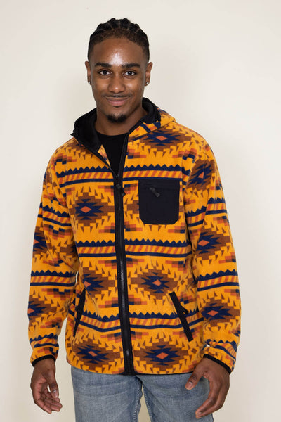 Aztec Full Zip Hood Jacket for Men in Brown