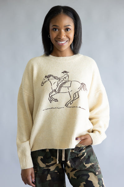 Bailey Rose Cowboy Stitch Sweater for Women in Butter