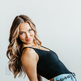 Seamless Double Layer Knit Basic Tank Top for Women in Black