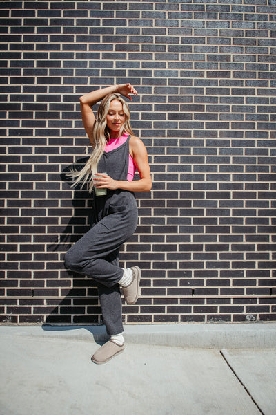 Solid Harem Jumpsuit for Women in Charcoal