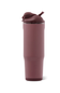 A tall, matte mauve-pink insulated tumbler with a matching flip-top lid and straw, shown on a clean white background.