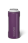 A purple insulated can cooler sleeve holding a silver aluminum can, shown on a clean white background. The sleeve features a vertical white 'BRUMATE' logo on the front.