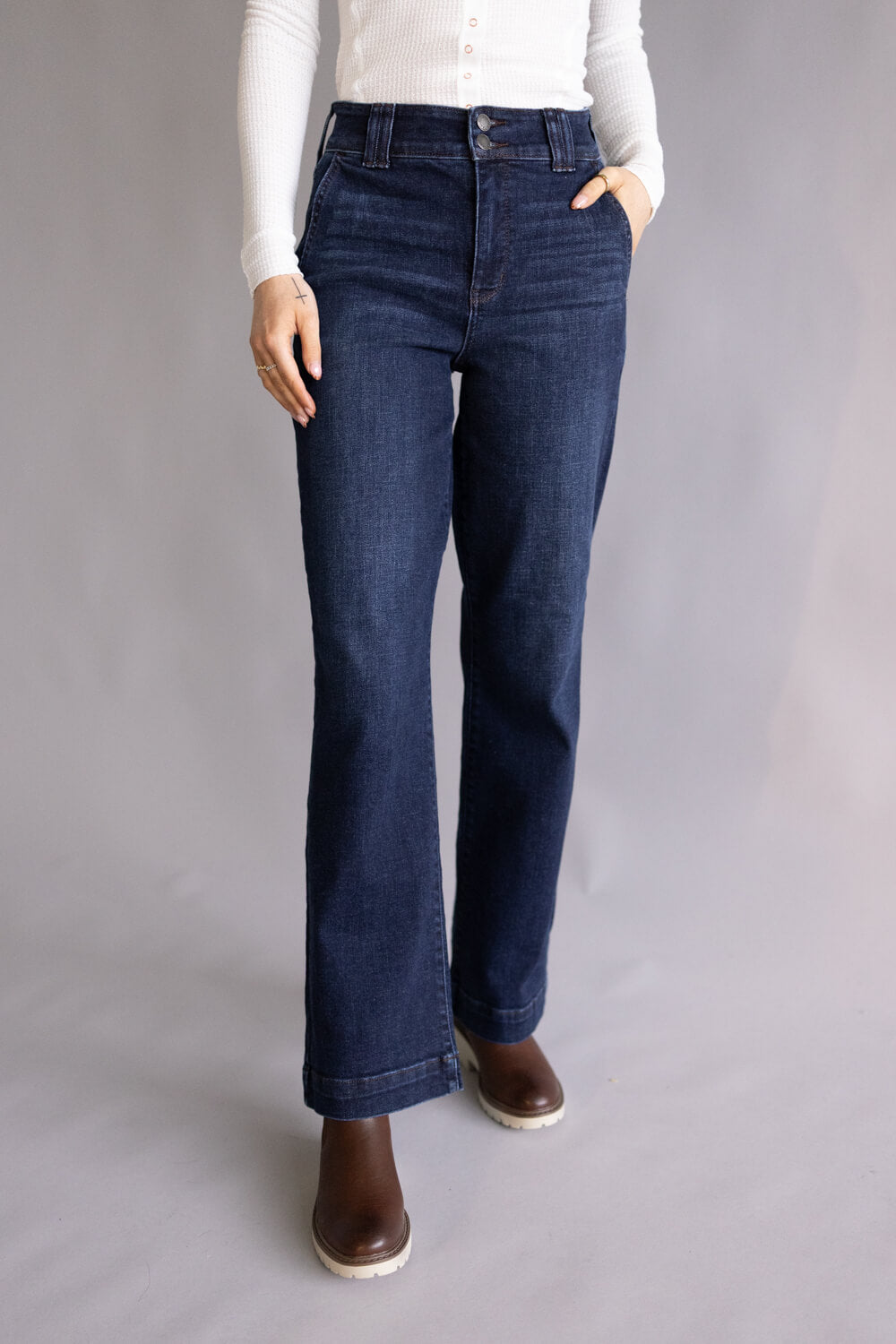 Judy Blue Penny High Rise Trouser Wide Leg Jeans for Women
