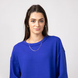 Blu Pepper Crewneck Ribbed Knit Shirt for Women in Cobalt