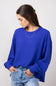 Blu Pepper Crewneck Ribbed Knit Shirt for Women in Cobalt