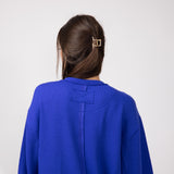 Blu Pepper Crewneck Ribbed Knit Shirt for Women in Cobalt
