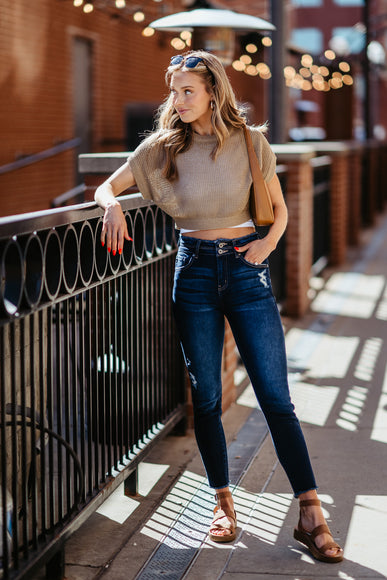 KanCan Danica High Rise Dark Wash Ankle Skinny Jeans for Women