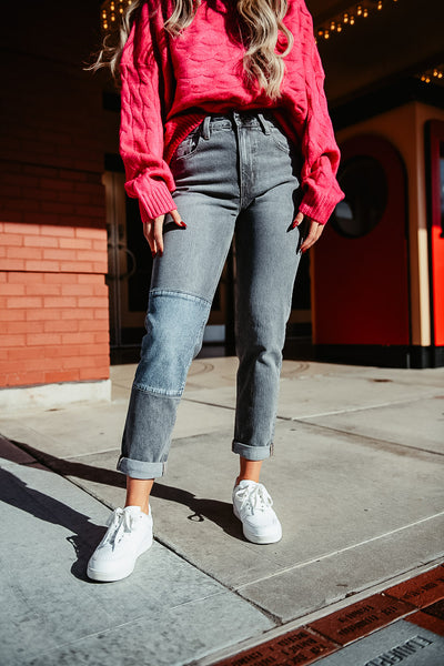 KanCan High Rise Mom Jeans for Women in Grey