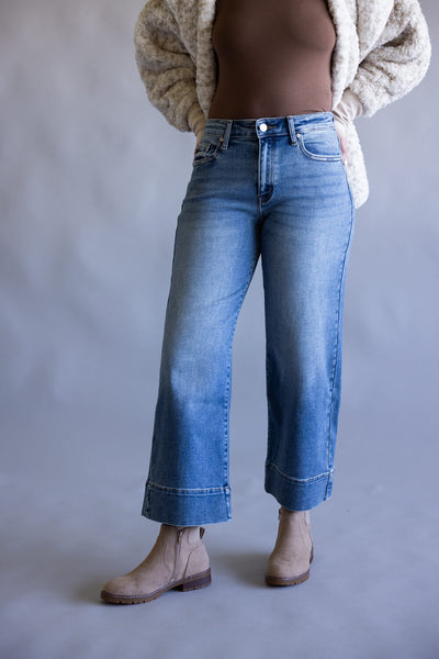 KanCan High Rise Crop Wide Leg Jeans for Women