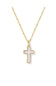 Kendra Scott Cross Gold Pendant Necklace in Matte Blush Pink Dichroic Glass | 9608895462