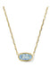 Kendra Scott Elisa Luxe Gold Short Pendant Necklace in Light Blue CZ | 9608890942