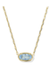 Kendra Scott Elisa Luxe Gold Short Pendant Necklace in Light Blue CZ