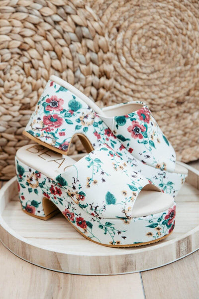 Beach by Matisse Terry Platform Floral Heels for Women in White