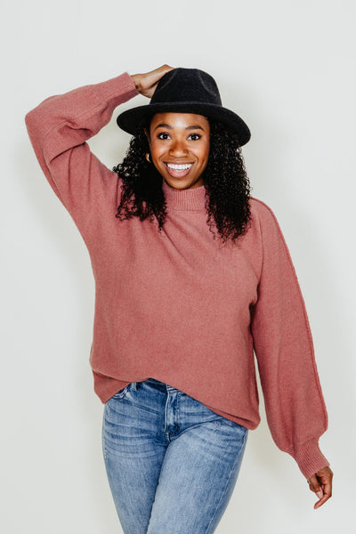 La Miel Mockneck Sweater for Women in Rosewood