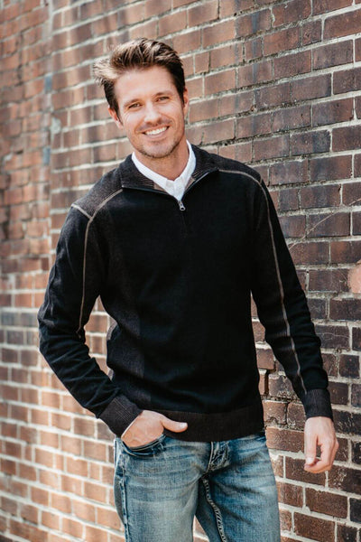 1897 Original 1/4 Zip Mock Neck Sweater for Men in Black Latte