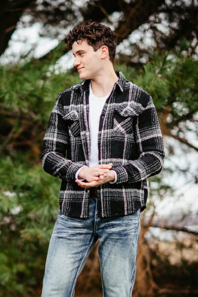 1897 Original Plaid Heavy Shacket for Men in Black