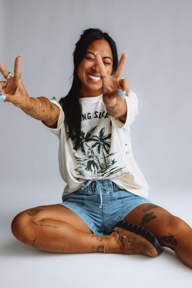 Billabong This Is Tropical Oversized Graphic T-Shirt for Women in White Cap