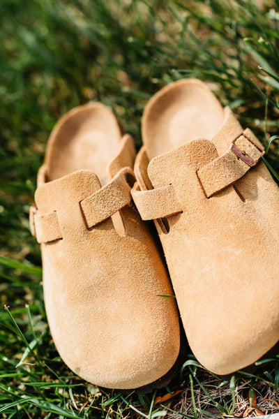 Birkenstock Boston Suede Leather Women in Latte Cream | – Glik's