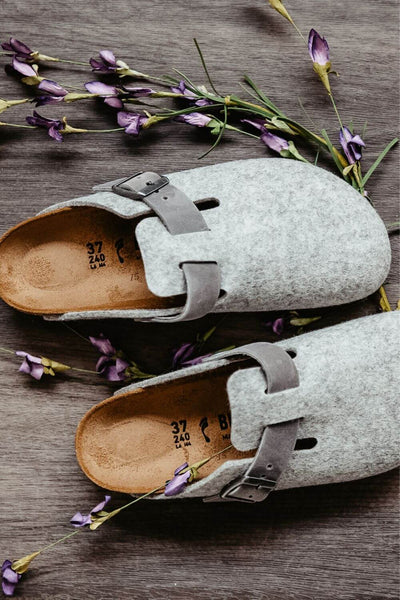Birkenstock Boston Wool Clogs for Women in Light Grey