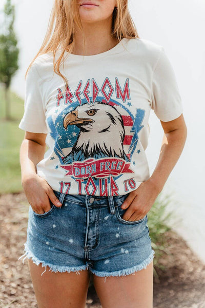 Freedom Tour Eagle Graphic T-Shirt for Women in Ivory
