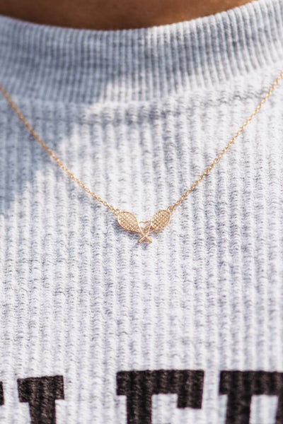 Gold Pickleball Racket Necklace