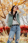 Love Tree Cropped Reversible Puffer Vest for Women in Olive/Beige