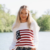 Miracle Knit American Flag Sweater for Women in White