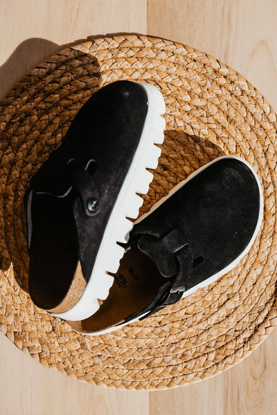 Birkenstock boston sale chunky suede black