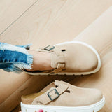 Papillo by Birkenstock Boston Chunky Suede Leather Clogs for Women in Warm Sand