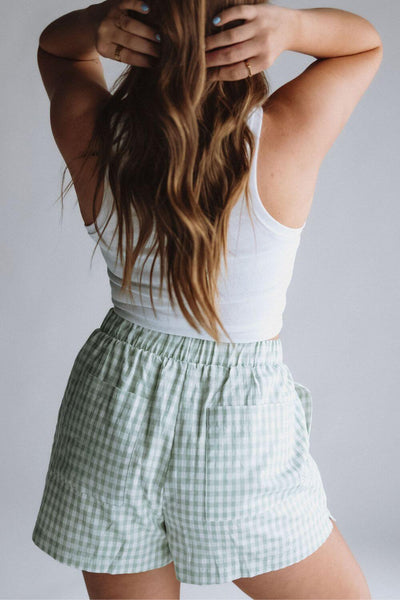 Plaid Boxer Lounge Shorts for Women in Green