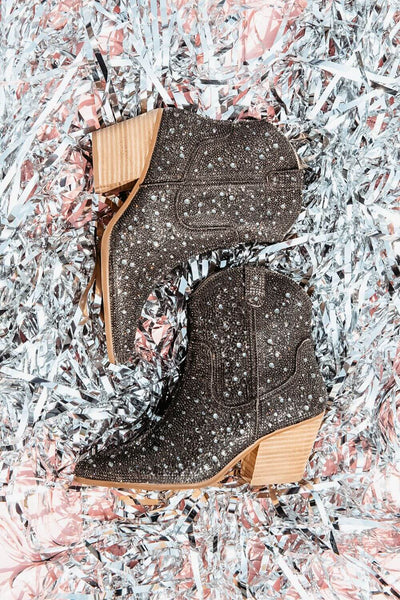 Matisse Harlow Rhinestone Cowboy Booties for Women in Smoke Black