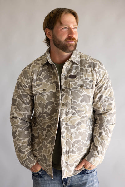 Marsh Wear Saluda Puff Shacket for Men in Khaki Mallard Camo