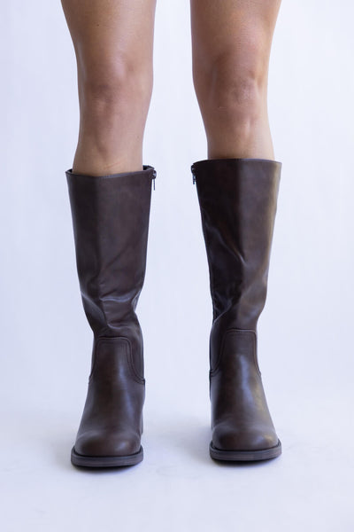 Pierre Dumas Paula Tall Faux Leather Boots for Women in Brown